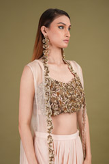 Embroidered Blouse With Draped Bottom SetDSC01183