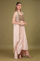 Embroidered Blouse With Draped Bottom SetDSC01185