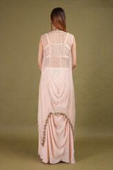 Embroidered Blouse With Draped Bottom SetDSC01187