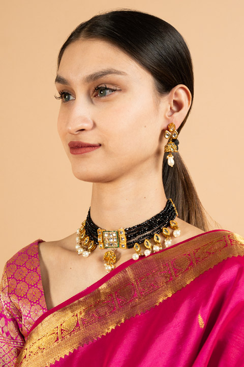 Black Moti Choker Set