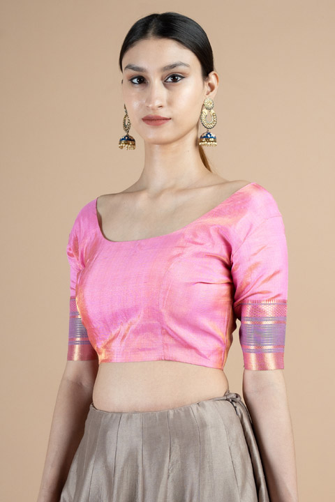 Pink Half Sleeve Blouse