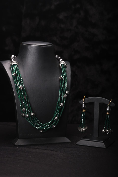 Green Moti Necklace Set