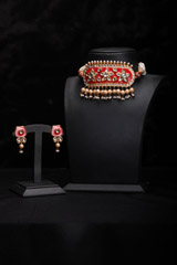 Red Meenakari Choker Set