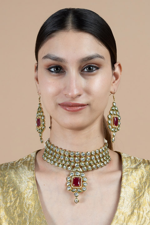 Red Stone Choker Set