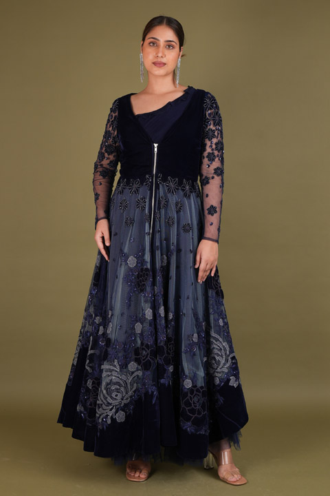 Midnight Blue Jacket with Skirt