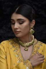 Green Golden Necklace Set_SUB1137