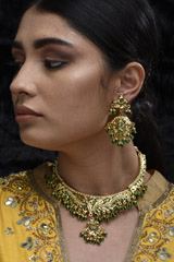 Green Golden Necklace Set_SUB1139