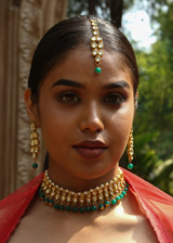 Green And Golden Necklace Set3084(1)