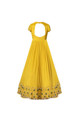 Yellow Scallop Crepe Satin Anarkali4