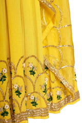 Yellow Scallop Crepe Satin Anarkali7