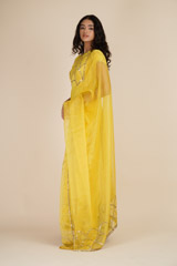 Yellow Scallop Crepe Satin Anarkali_DSC6223