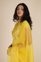 Yellow Scallop Crepe Satin Anarkali_DSC6226