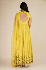 Yellow Scallop Crepe Satin Anarkali_DSC6228-Edit