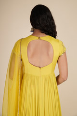 Yellow Scallop Crepe Satin Anarkali_DSC6230
