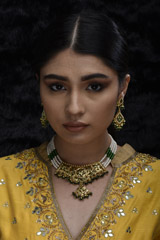 White And Green Necklace Set_SUB1300