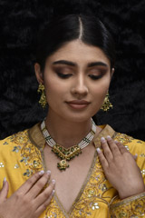 Green Beads And Pearl Necklace Set_SUB1114