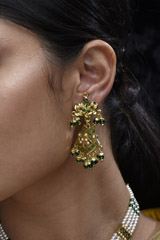 Green Beads And Pearl Necklace Set_SUB1124