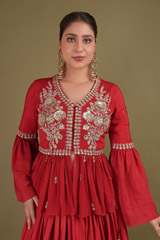 Red Embellished Top And SkirtDSC01387