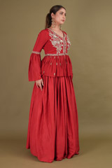 Red Embellished Top And SkirtDSC01394