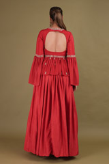 Red Embellished Top And SkirtDSC01398