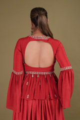 Red Embellished Top And SkirtDSC01399