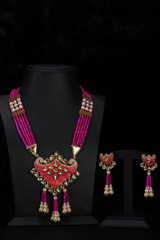 Bright Pink Multi Layer Necklace Set