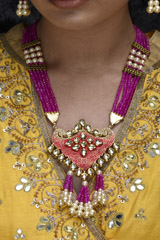 Bright Pink Multi Layer Necklace Set_SUB1236