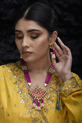 Bright Pink Multi Layer Necklace Set_SUB1238