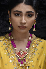 Bright Pink Multi Layer Necklace Set_SUB1239