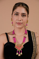 Hot Pink Multi Layer Necklace_DTR3544