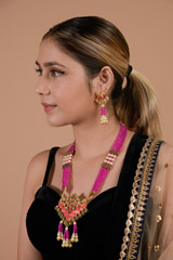 Hot Pink Multi Layer Necklace_DTR3548