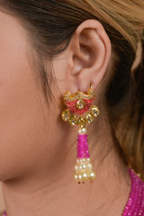 Hot Pink Multi Layer Necklace_DTR3549