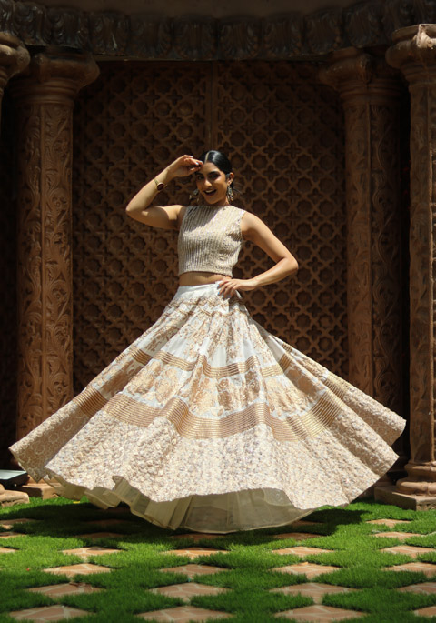 Ivory Embroidered Lehenga