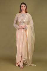 Beige Embellished Dhoti Set
