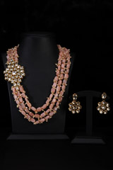 Peach Multi String Necklace Set