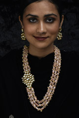 Peach Multi String Necklace Set_SUB0926