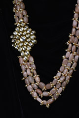 Peach Multi String Necklace Set_SUB0933