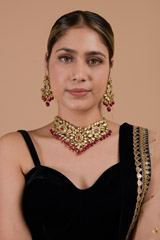 Golden and Maroon Necklace Set