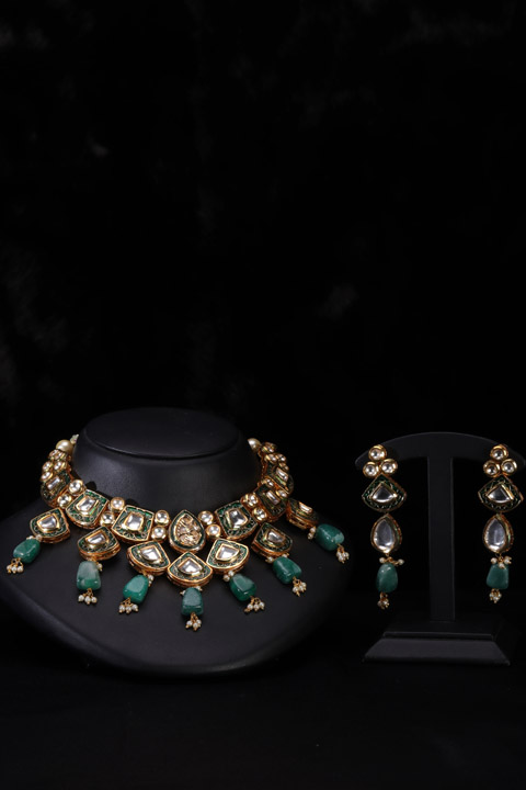 Green And Gold Necklace Set