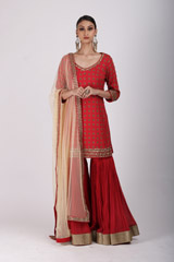 Red Embroidered Sharara Set3159_video