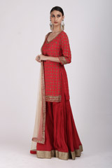 Red Embroidered Sharara SetIMG_9473