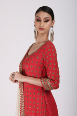 Red Embroidered Sharara SetIMG_9475
