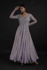 Grey Embroidered Gown
