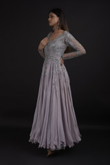 Grey Embroidered Gown_SUB8623