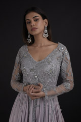 Grey Embroidered Gown_SUB8625