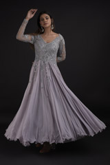 Grey Embroidered Gown_SUB8633