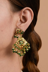 Green and White Necklace Set_DTR3430