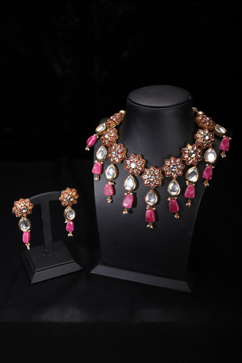 Kundan Flower Necklace Set