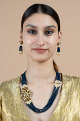 Navy Blue and Pearl Necklace SetDSC09169