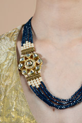 Navy Blue and Pearl Necklace SetDSC09170